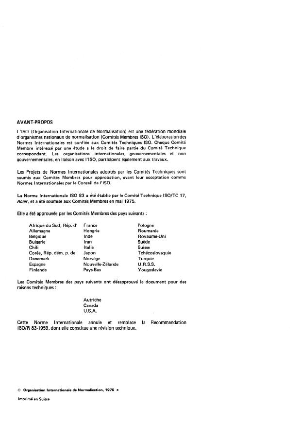ISO 83:1976 ISO 83:1976 - Acier -- Essai de résilience Charpy (entaille en U) - Page 2 preview