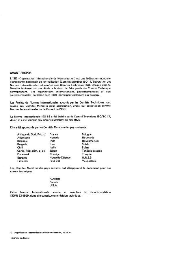 ISO 83:1976 ISO 83:1976 - Acier -- Essai de résilience Charpy (entaille en U) - Page 2 preview