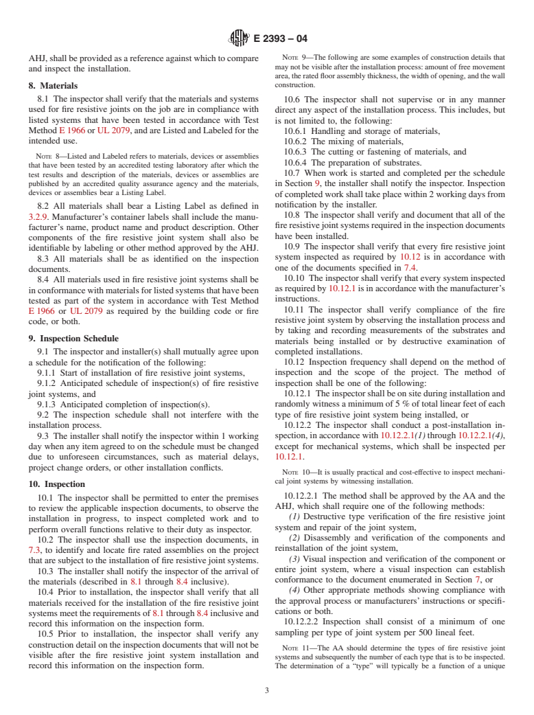 ASTM E2393-04 - Standard Practice for On-Site Inspection of Installed Fire Resistive Joint Systems and Perimeter Fire Barriers