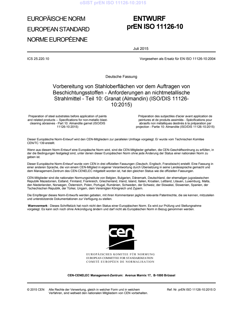 oSIST prEN ISO 11126-10:2015