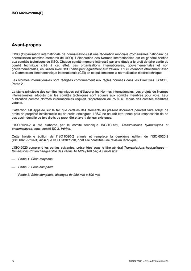 ISO 6020-2:2006 ISO 6020-2:2006 - Transmissions hydrauliques -- Dimensions d'interchangeabilité des vérins 16 MPa (160 bar) a simple tige - Page 4 preview