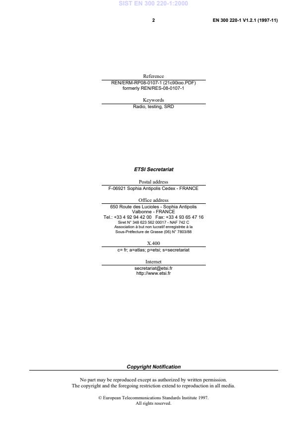 SIST EN 300 220-1:2000 SIST EN 300 220-1:2000 - Page 4 preview