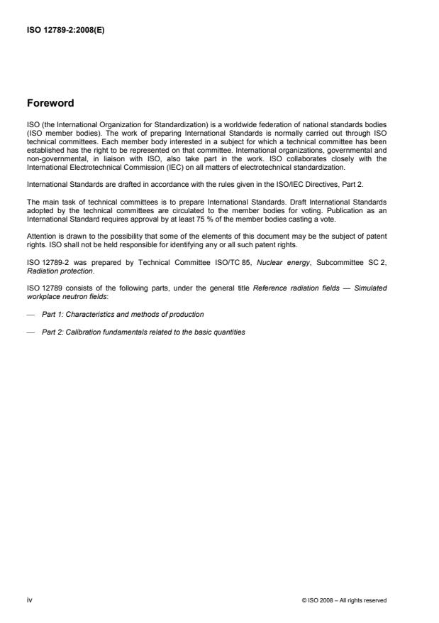 ISO 12789-2:2008 ISO 12789-2:2008 - Reference radiation fields -- Simulated workplace neutron fields - Page 4 preview