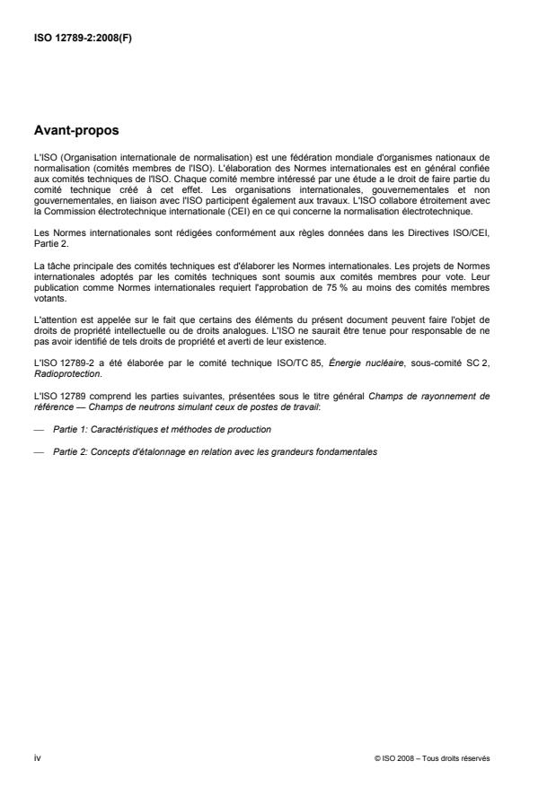 ISO 12789-2:2008 ISO 12789-2:2008 - Champs de rayonnement de référence -- Champs de neutrons simulant ceux de postes de travail - Page 4 preview