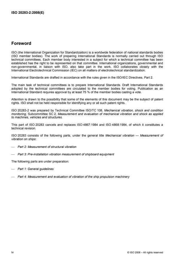 ISO 20283-2:2008 ISO 20283-2:2008 - Mechanical vibration -- Measurement of vibration on ships - Page 4 preview