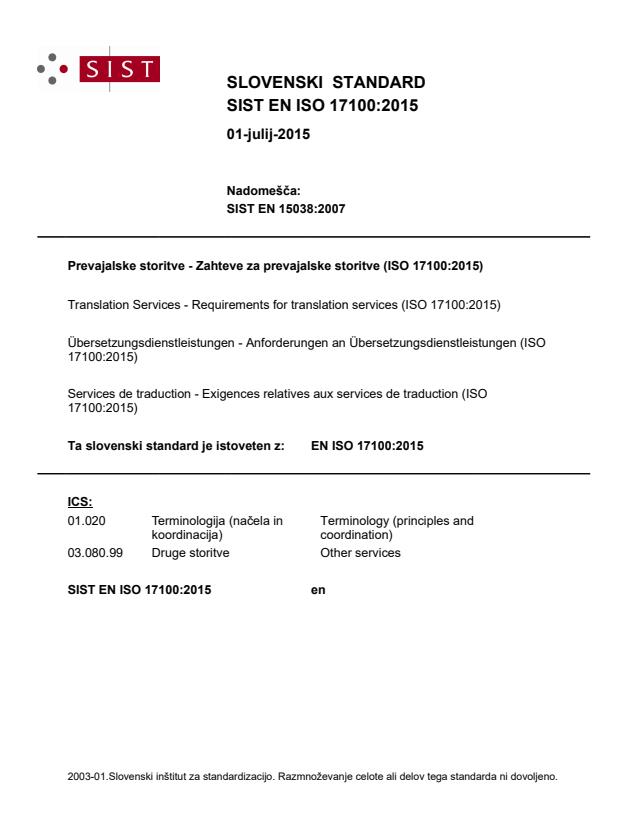 EN ISO 17100:2015 - BARVE