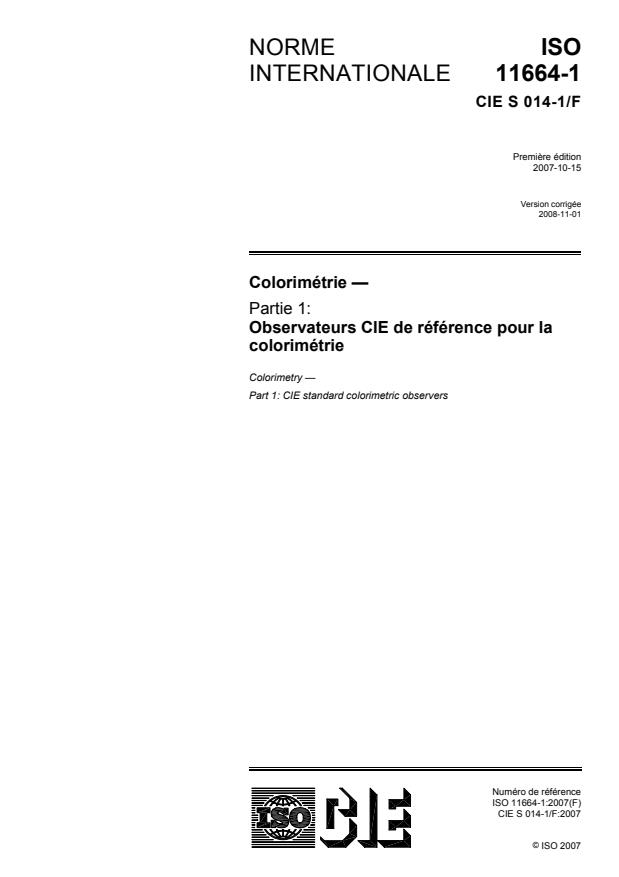 ISO 10527:2007 - Observateurs de référence colorimétriques CIE
