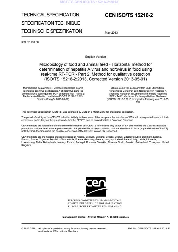 TS CEN ISO/TS 15216-2:2013