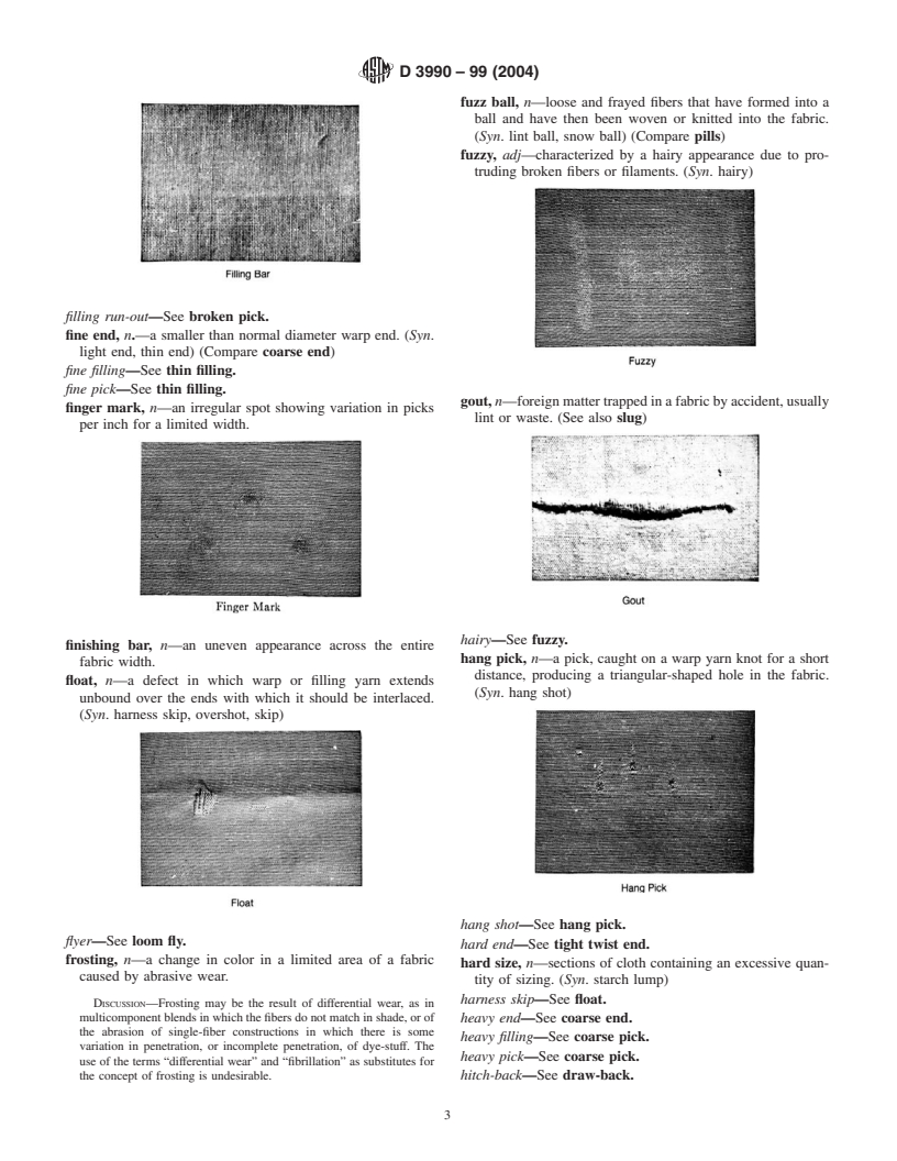 ASTM D3990-99(2004) - Standard Terminology Relating to Fabric Defects