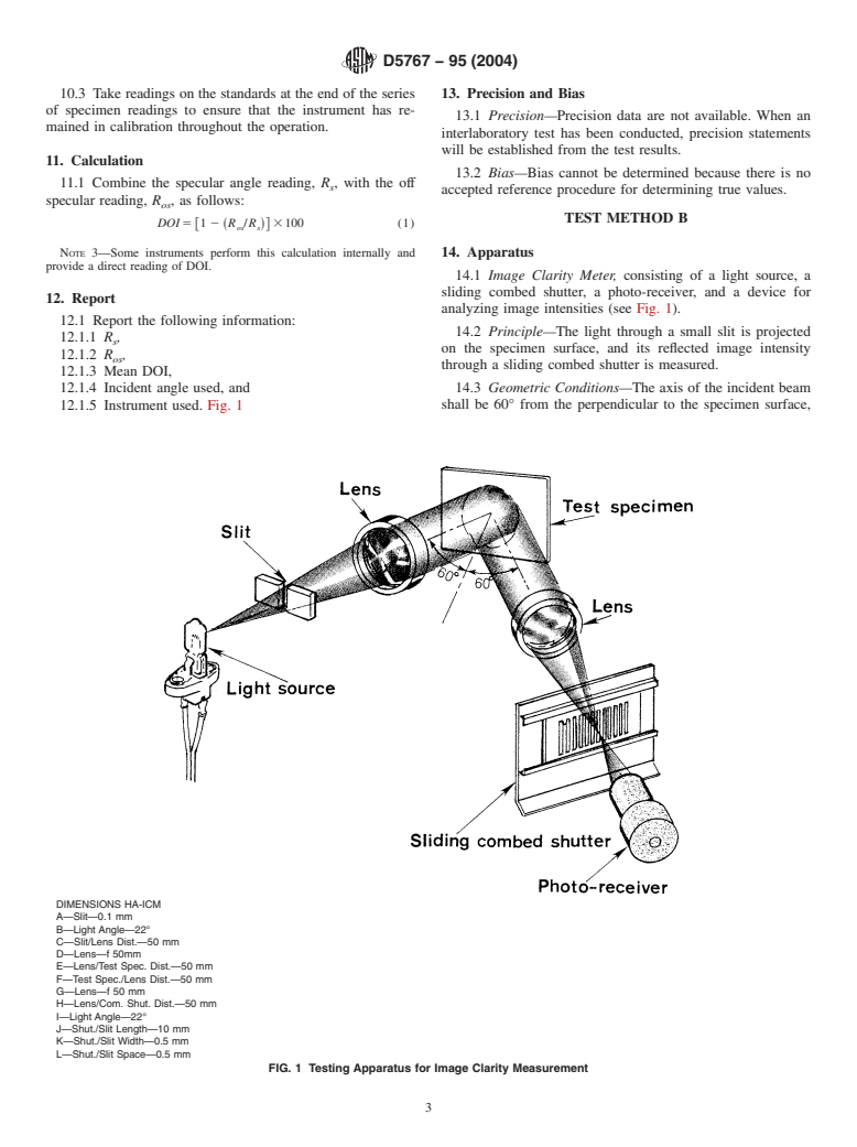 ASTM D5767-95(2004) - Standard Test Methods for Instrumental Measurement of Distinctness-of-Image Gloss of Coating Surfaces