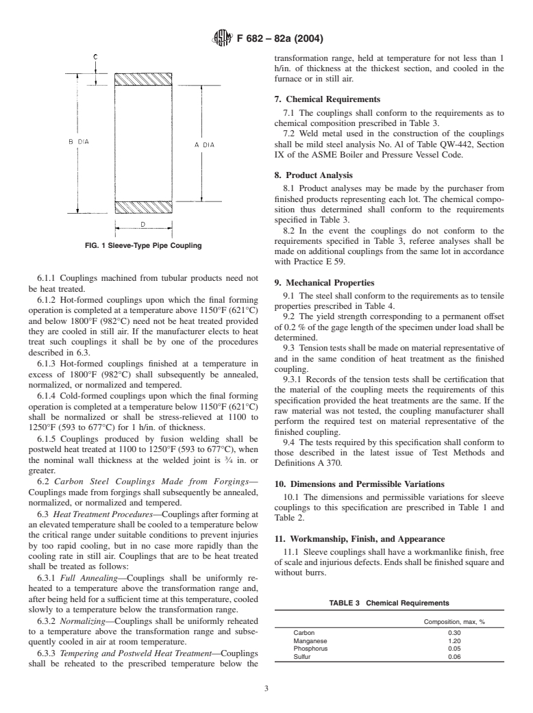 ASTM F682-82a(2004) - Standard Specification for Wrought Carbon Steel Sleeve-Type Pipe Couplings