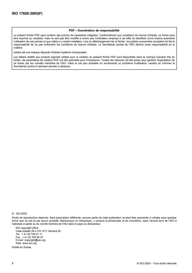 ISO 17655:2003 ISO 17655:2003 - Essais destructifs des soudures sur matériaux métalliques -- Méthode d'échantillonnage pour la mesure de la ferrite delta - Page 2 preview