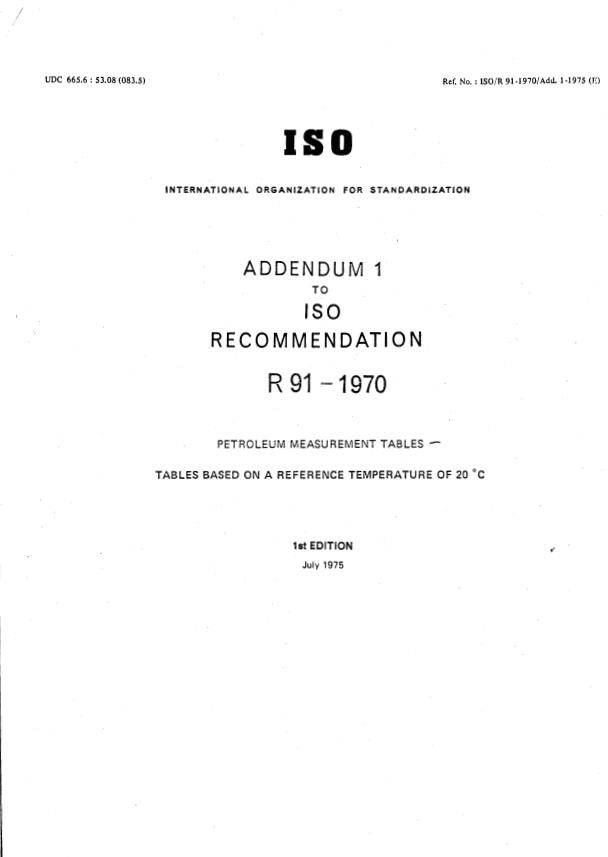 ISO/R 91:1970 - Withdrawal of ISO/R 91-1970