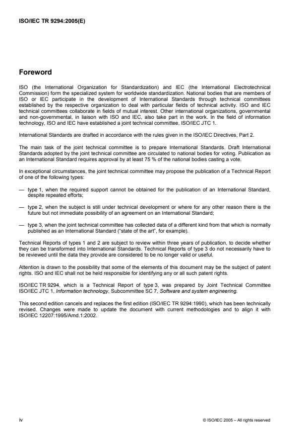 ISO/IEC TR 9294:2005 ISO/IEC TR 9294:2005 - Information technology -- Guidelines for the management of software documentation - Page 4 preview