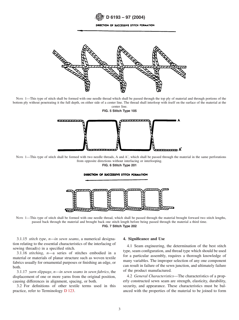 ASTM D6193-97(2004) - Standard Practice for Stitches and Seams