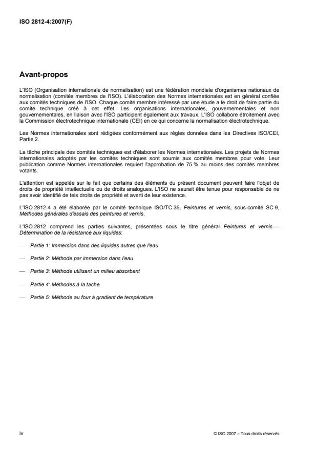 ISO 2812-4:2007 ISO 2812-4:2007 - Peintures et vernis -- Détermination de la résistance aux liquides - Page 4 preview