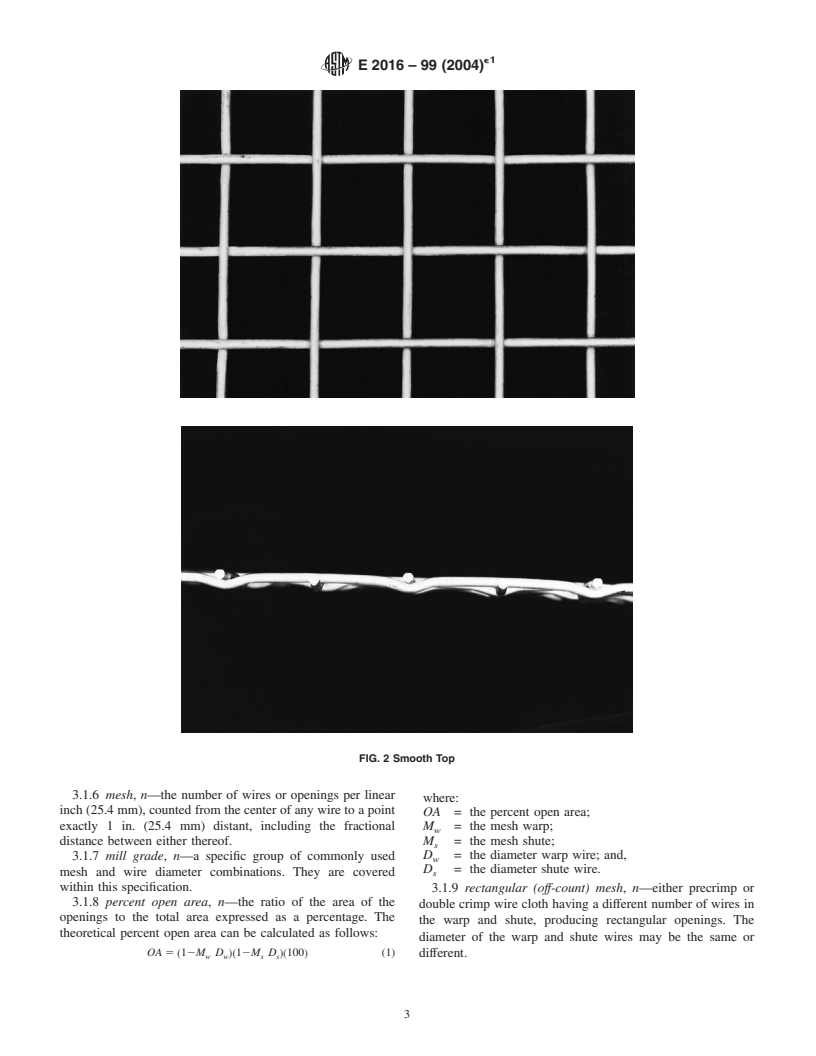 ASTM E2016-99(2004)e1 - Standard Specification for Industrial Woven Wire Cloth