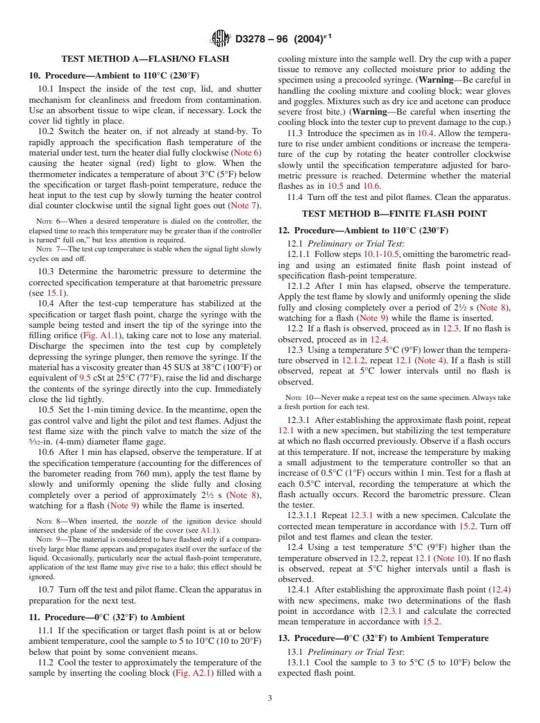 ASTM D3278-96(2004)e1 - Standard Test Methods for Flash Point of Liquids by Small Scale Closed-Cup Apparatus