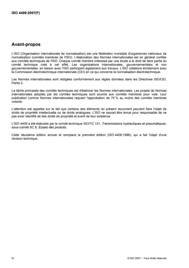 ISO 4409:2007 ISO 4409:2007 - Transmissions hydrauliques -- Pompes, moteurs et variateurs volumétriques -- Méthodes d'essai et de présentation des données de base du fonctionnement en régime permanent - Page 4 preview