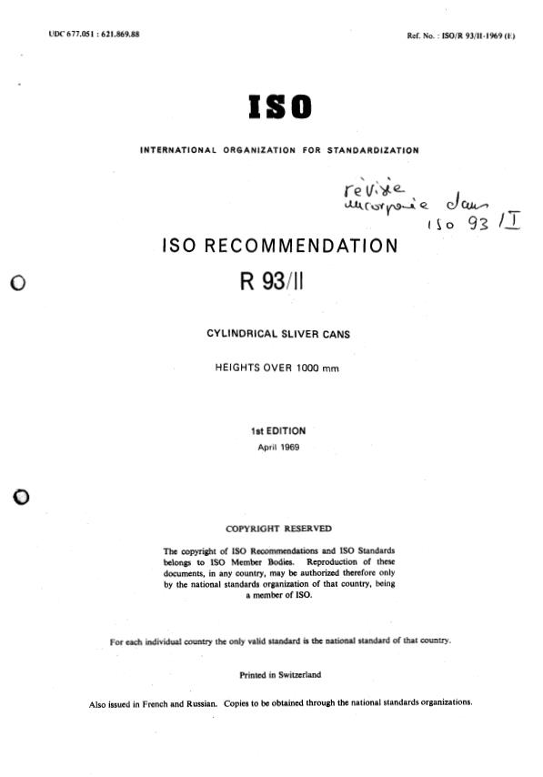 ISO/R 93-2:1969 - Withdrawal of ISO/R 93/II-1969