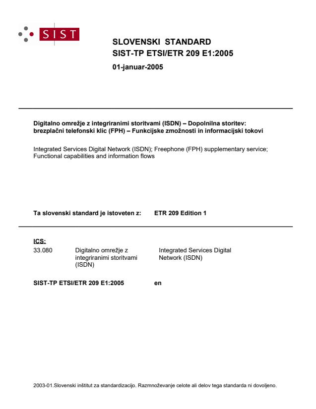 TP ETSI/ETR 209 E1:2005