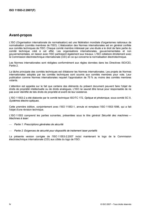 ISO 11553-2:2007 ISO 11553-2:2007 - Sécurité des machines -- Machines a laser - Page 4 preview