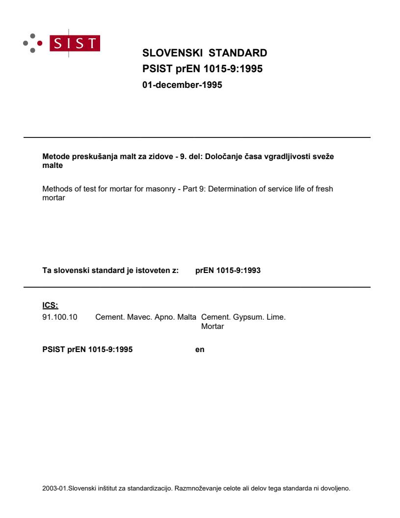 prEN 1015-8 P prEN 1015-8:1995 - Page 1 preview