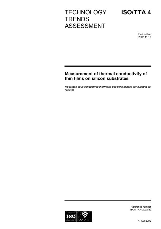 ISO/TTA 4:2002 - Measurement of thermal conductivity of thin films on silicon substrates