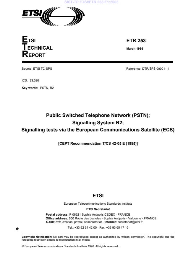 TP ETSI/ETR 253 E1:2005