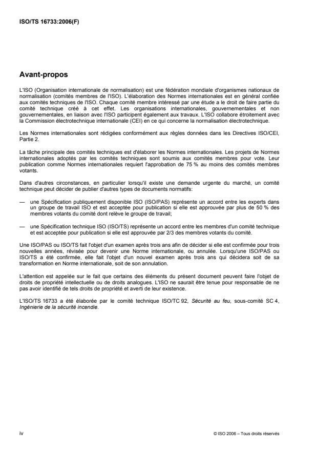 ISO/TS 16733:2006 ISO/TS 16733:2006 - Ingénierie de la sécurité contre l'incendie -- Sélection de scénarios d'incendie de dimensionnement et de feux de dimensionnement - Page 4 preview