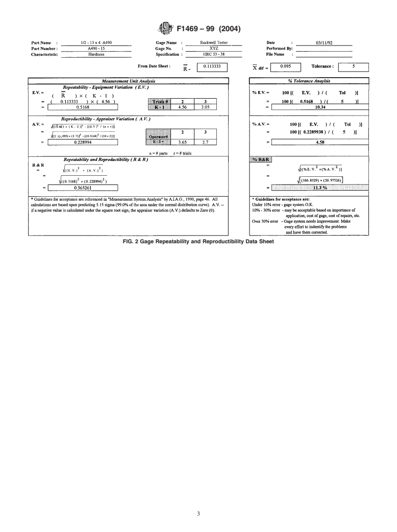 ASTM F1469-99(2004) - Standard Guide for Conducting a Repeatability and Reproducibility Study on Test Equipment for Nondestructive Testing