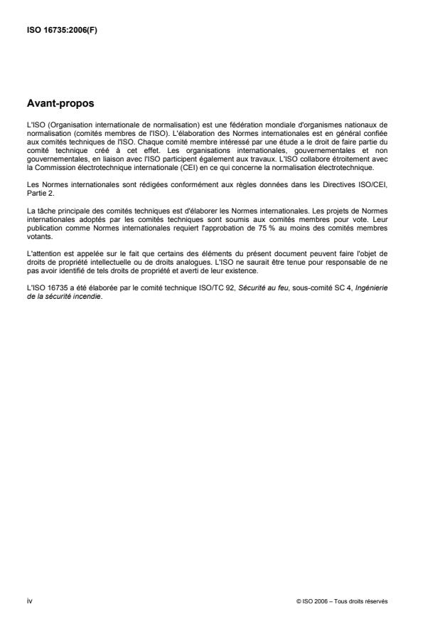 ISO 16735:2006 ISO 16735:2006 - Ingénierie de la sécurité incendie -- Exigences régissant les équations algébriques -- Couches de fumée - Page 4 preview