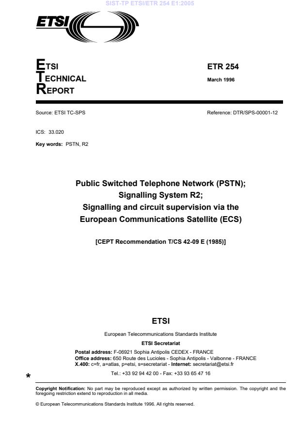 TP ETSI/ETR 254 E1:2005