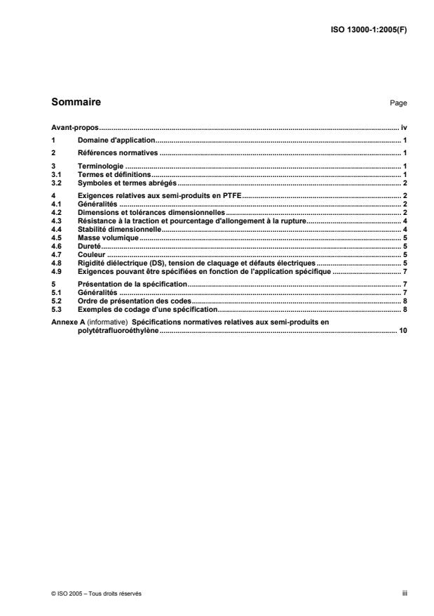 ISO 13000-1:2005 - Plastiques --  Semi-produits en polytétrafluoroéthylene (PTFE)