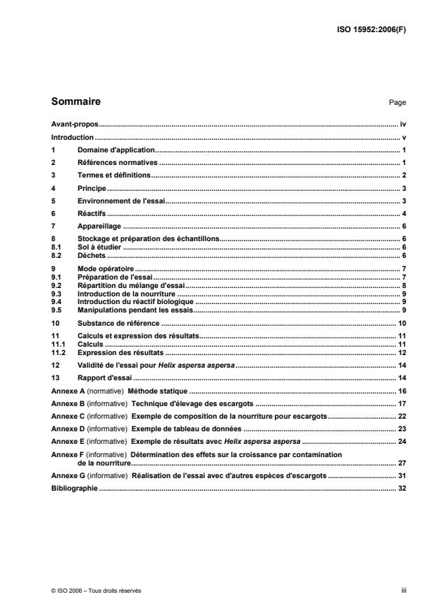 ISO 15952:2006 - Qualité du sol -- Effets des polluants vis-a-vis des escargots juvéniles (Helicidae) -- Détermination des effets sur la croissance par contamination du sol