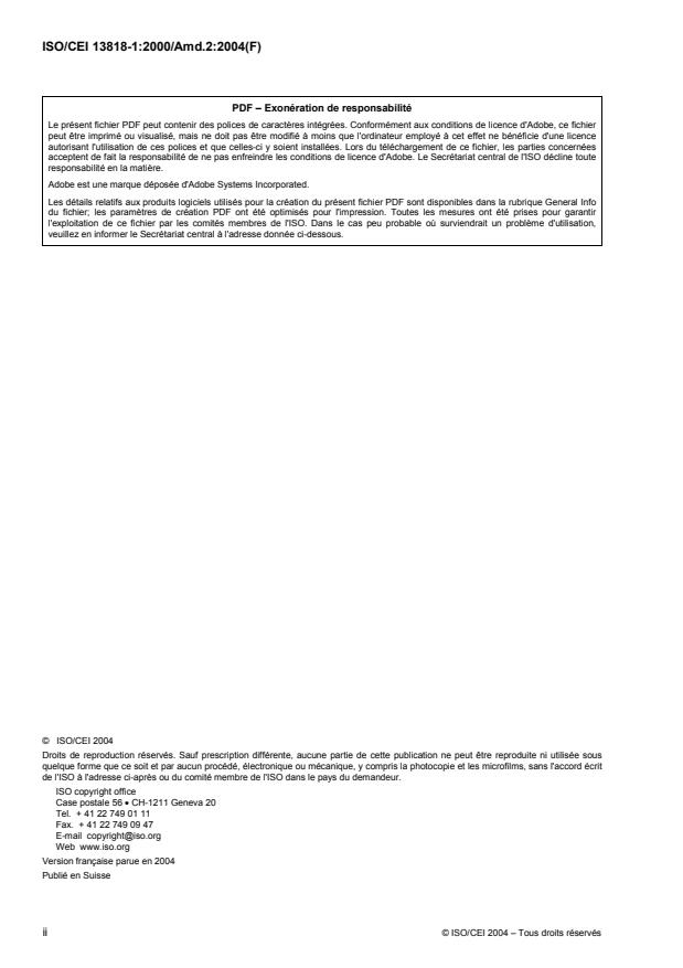 ISO/IEC 13818-1:2000/Amd 2:2004 ISO/IEC 13818-1:2000/Amd 2:2004 - Prise en charge de la gestion et protection de la propriété intellectuelle (IPMP) dans les systemes MPEG-2 - Page 2 preview