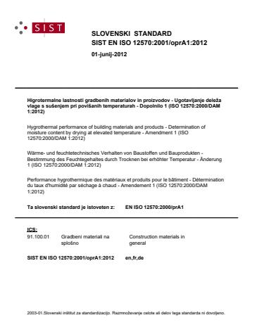 EN ISO 12570:2001/oprA1:2012