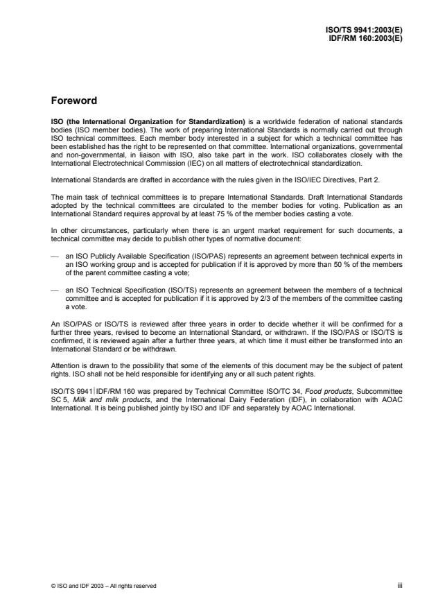 ISO/TS 9941:2003 - Milk and canned evaporated milk -- Determination of tin content -- Spectrometric method