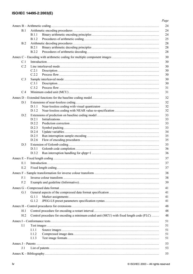 ISO/IEC 14495-2:2003 ISO/IEC 14495-2:2003 - Information technology -- Lossless and near-lossless compression of continuous-tone still images: Extensions - Page 4 preview