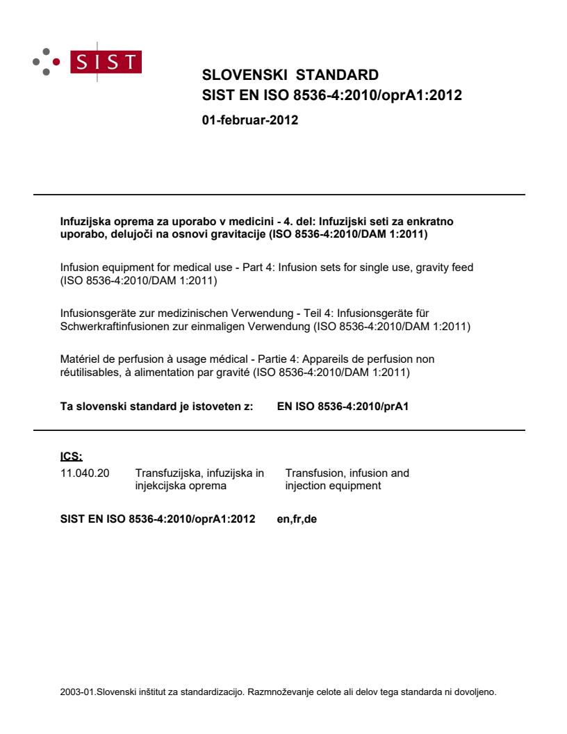 EN ISO 8536-4:2010/oprA1:2012