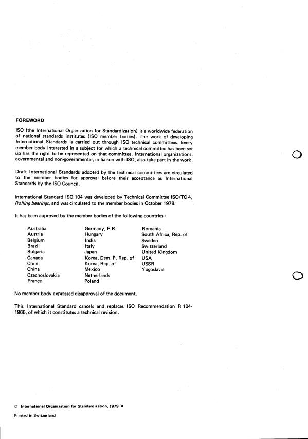 ISO 104:1979 ISO 104:1979 - Rolling bearings -- Thrust bearings with flat back faces -- Boundary dimensions - Page 2 preview