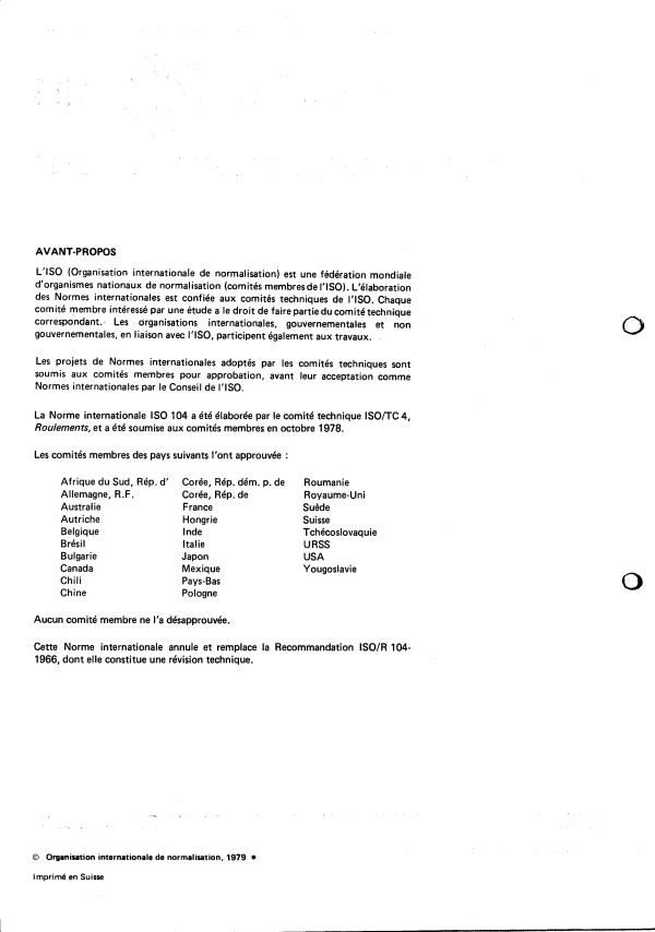 ISO 104:1979 ISO 104:1979 - Roulements -- Butées a rondelles plates -- Dimensions d'encombrement - Page 2 preview