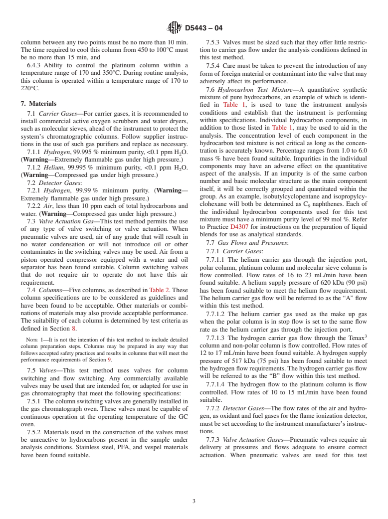 ASTM D5443-04 - Standard Test Method for Paraffin, Naphthene, and Aromatic Hydrocarbon Type Analysis in Petroleum Distillates Through 200&#176;C by Multi-Dimensional Gas Chromatography