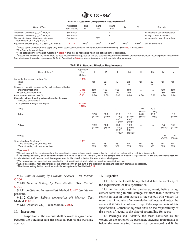 ASTM C150-04ae1 - Standard Specification for Portland Cement