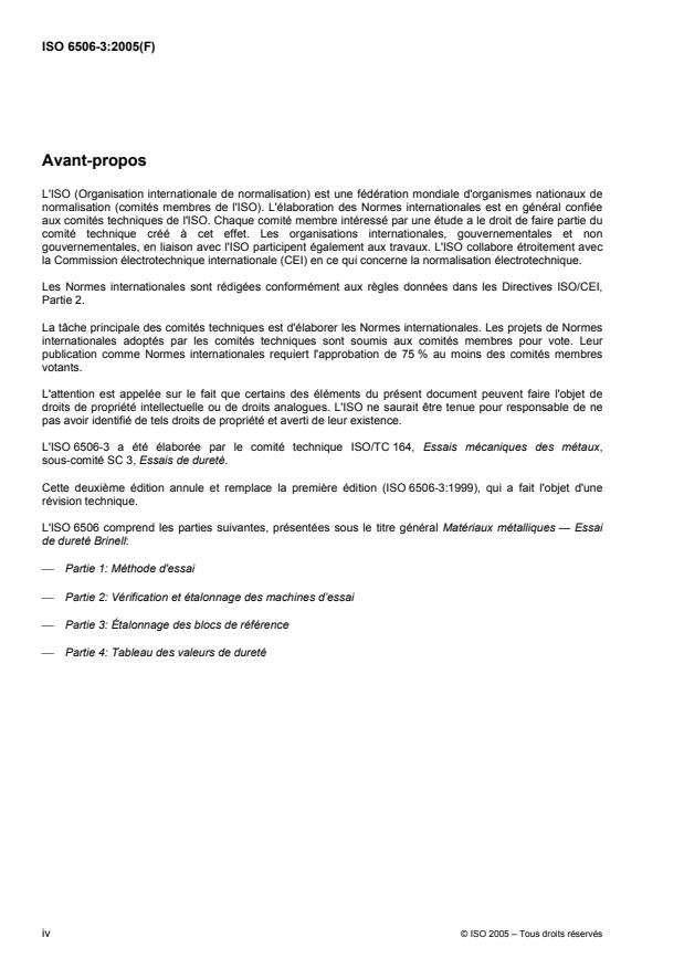 ISO 6506-3:2005 ISO 6506-3:2005 - Matériaux métalliques -- Essai de dureté Brinell - Page 4 preview