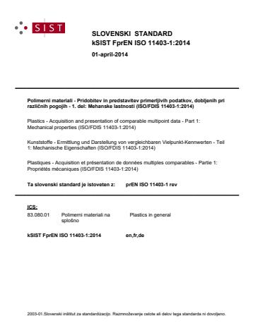 k FprEN ISO 11403-1:2014 - Standard je bil natisnjen za čitalnico