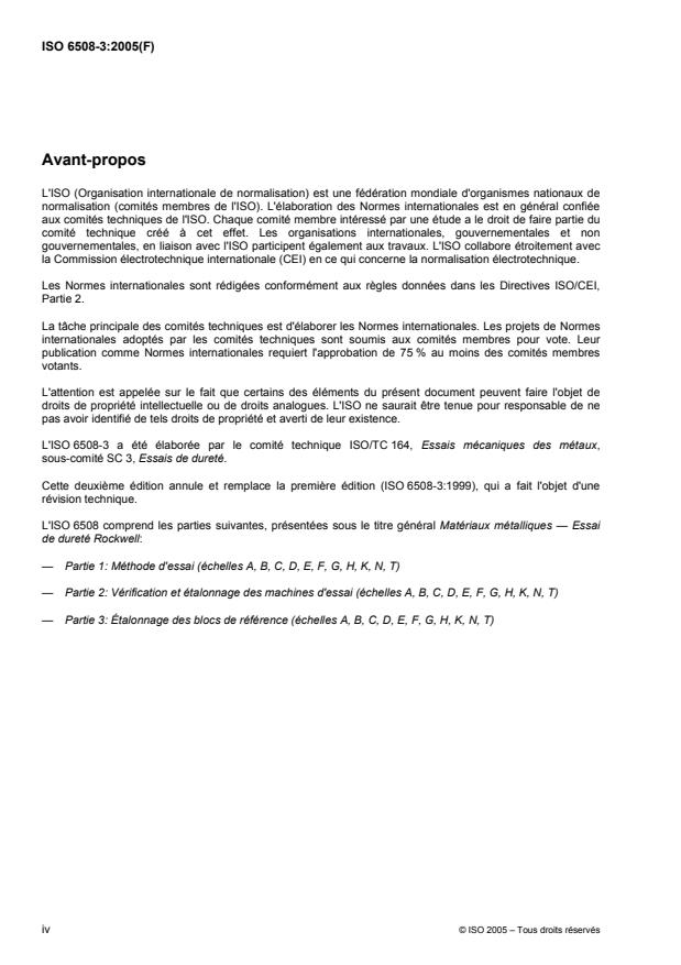 ISO 6508-3:2005 ISO 6508-3:2005 - Matériaux métalliques -- Essai de dureté Rockwell - Page 4 preview