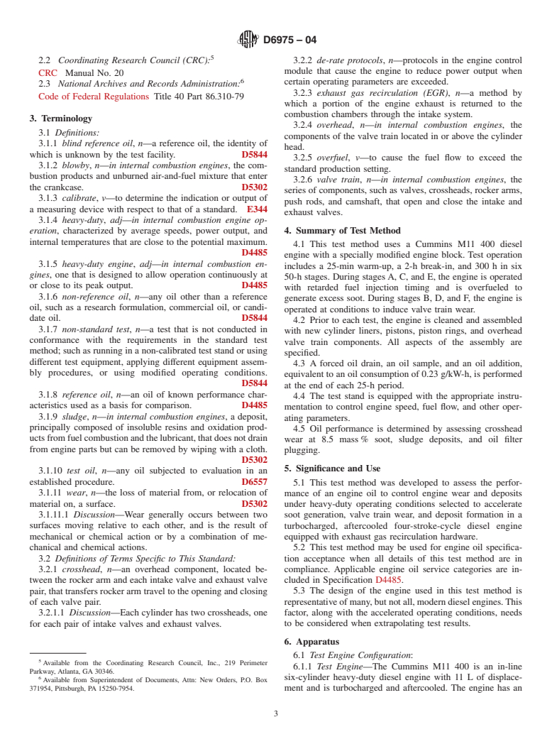 ASTM D6975-04 - Standard Test Method for Cummins M11 EGR Test