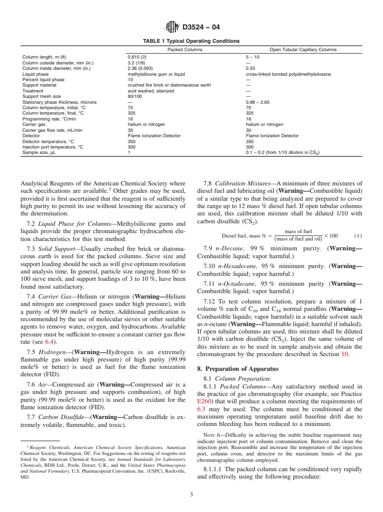 ASTM D3524-04 - Standard Test Method for Diesel Fuel Diluent in Used Diesel Engine Oils by Gas Chromatography (Withdrawn 2013)