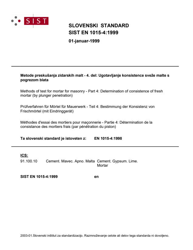 EN 1015-4:1999